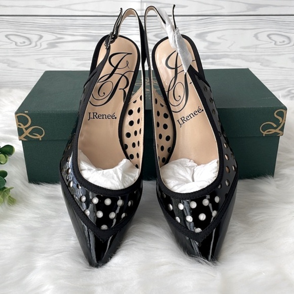J.Renee “Adalyn” Patent Leather Kitten Heel Sling Backs - Picture 7 of 13